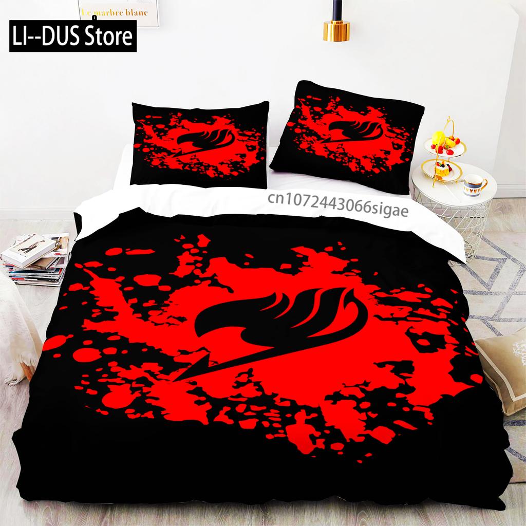 Comforter 3D Print Fairy Tail Anime Natsu Bedding Set Bed Set Comforter King Queen Size Boys Adult