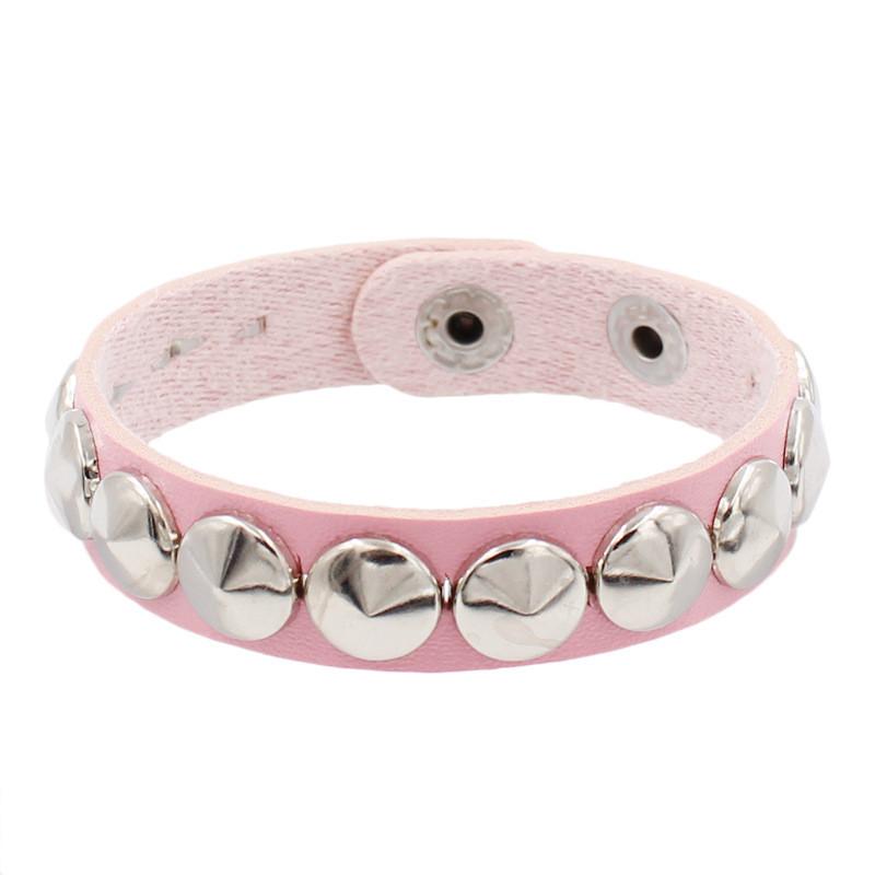 Bracciale Punk Fashion con Catena Borchie Punte Pelle Stile Rock Bracciale Metallico Braccialetti Unisex Bracciale in Pelle