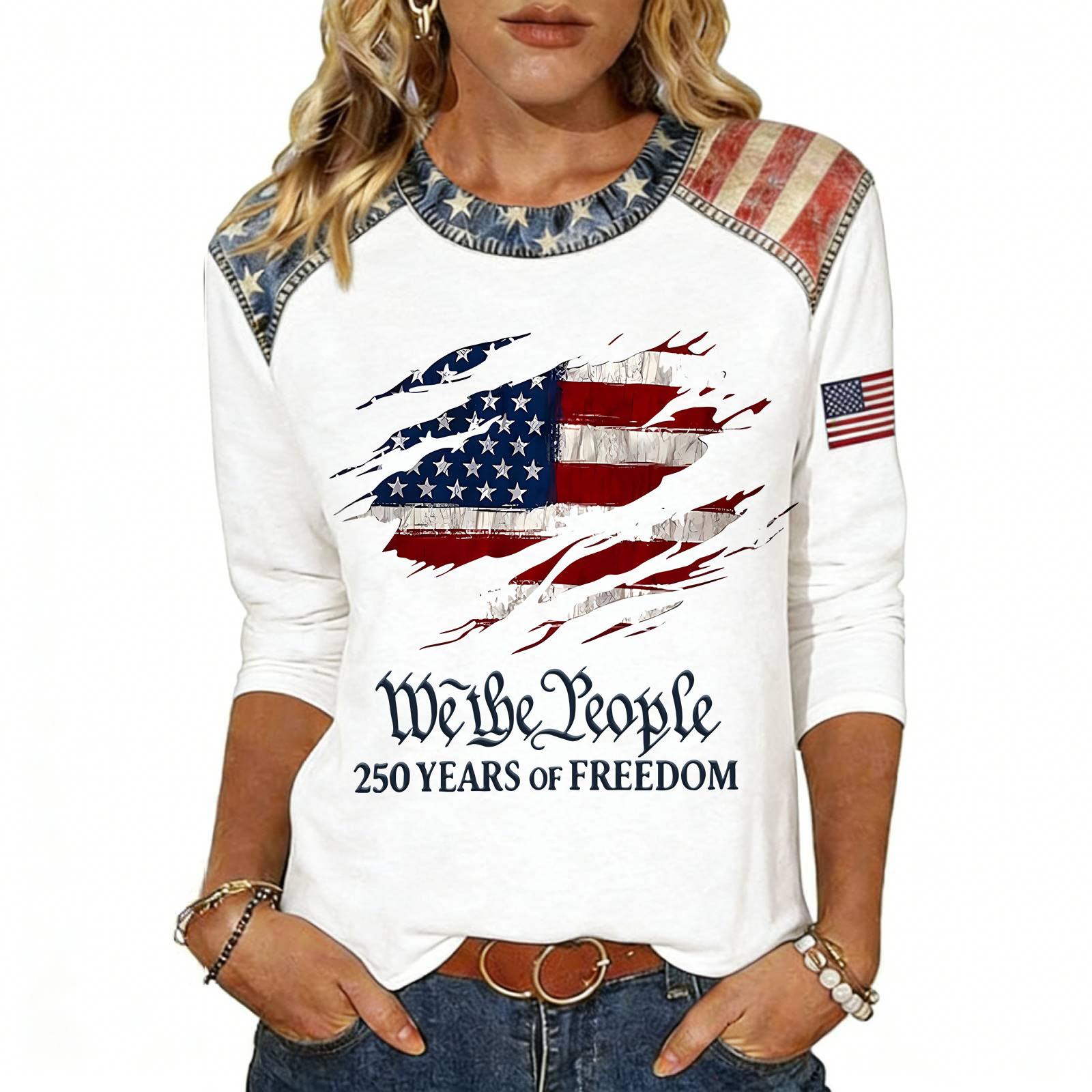 

Women s Fashion Casual Independence Day Print Top XL