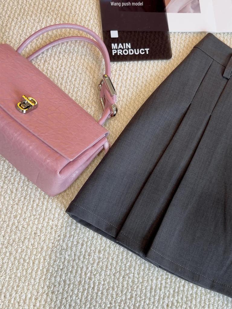 Women's Korean Style Gray Pleated A-line High-Waisted Skirt - Summer 2026 Slimming, Anti-exposure, Versatile