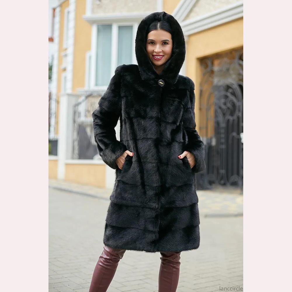 2024 European & American Style Women s Faux Rabbit Fur Winter Coat L