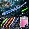 20PCS Fishy Scent Soft Worm Fake Bait High Elastic Paddle Tail Lure Slow Sinking Soft Lure Bass