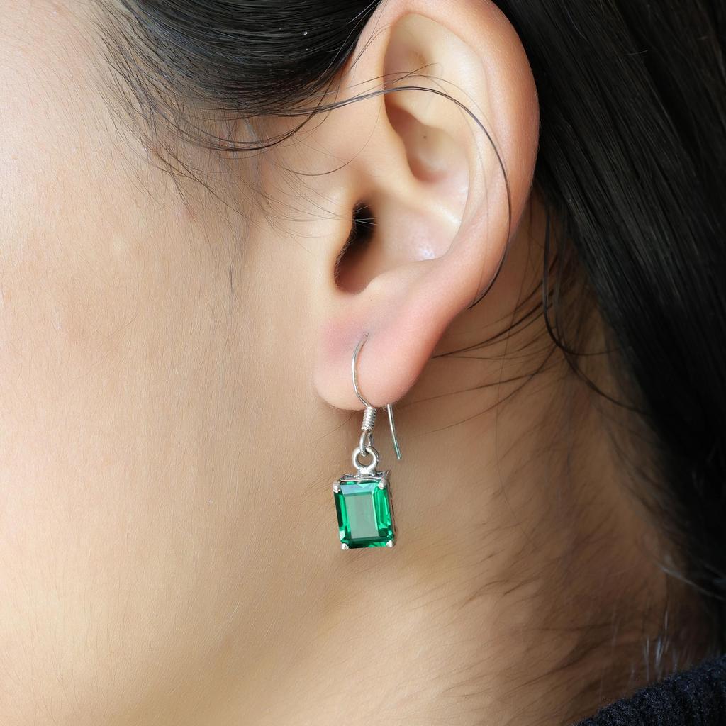 Green Zircon Jewelry Set, Silver Jewelry, Women Necklace Earring, Gift For Her
