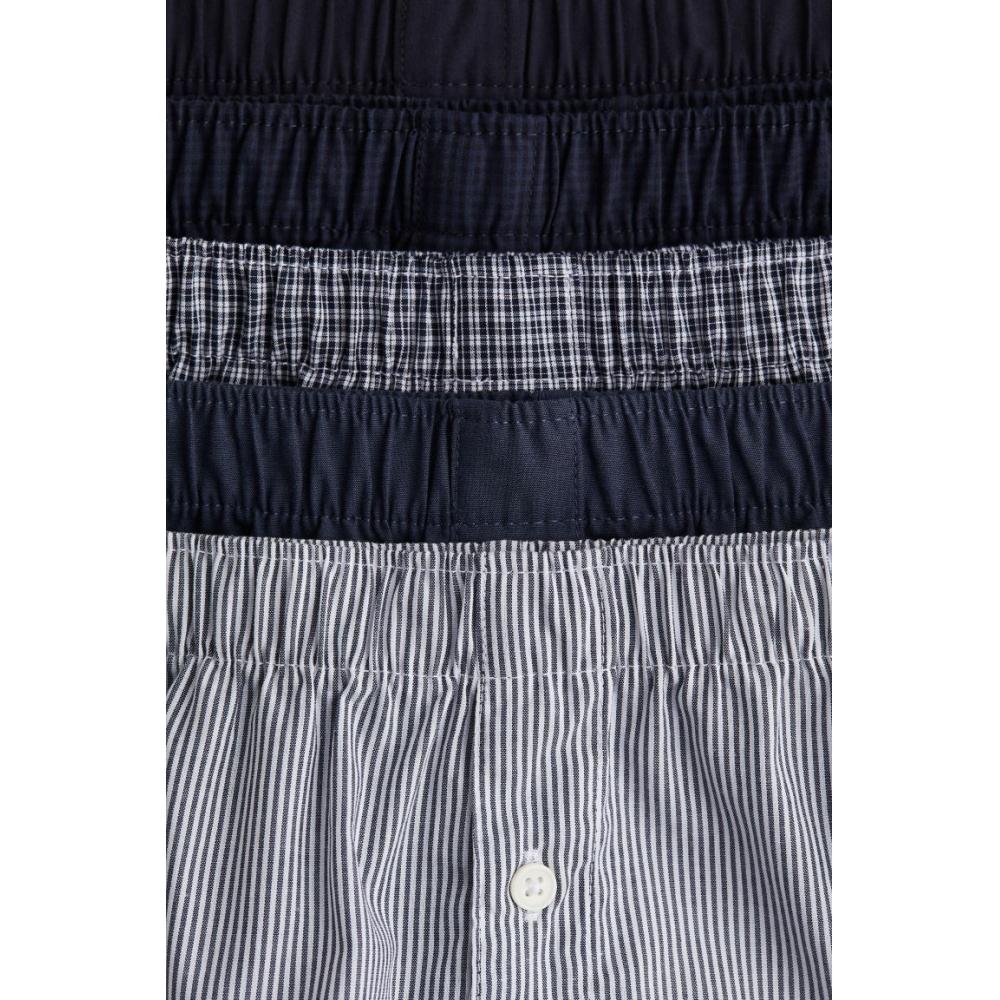 H M Cotton Drawstring 5 Pack Set Blue cHeck