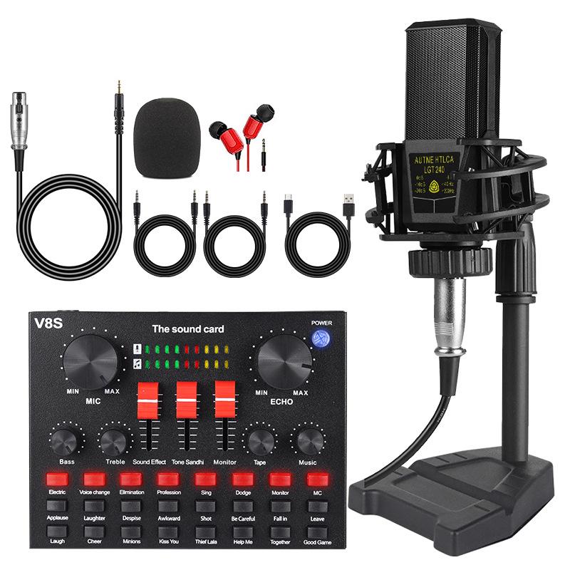 V8s English Sound Card Device: Desktop and Mobile Live Broadcast & Recording Set