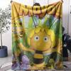 RIPMMaya The Bee With Flowers Throw Soft Flannel Throw Summer Blanket Lightweight Cozy Nap Blanket for Sofa Bed TravelR-I-P