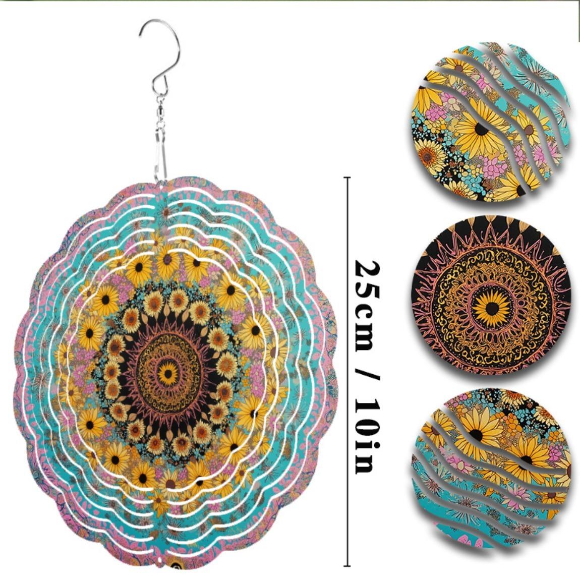 

10-дюймовый подсолнух, ветряной спиннер, уличный декор, 360° вращающееся металлическое садовое искусство для газона, патио, двора, всесезонное подвесное украшение, подарок 01A