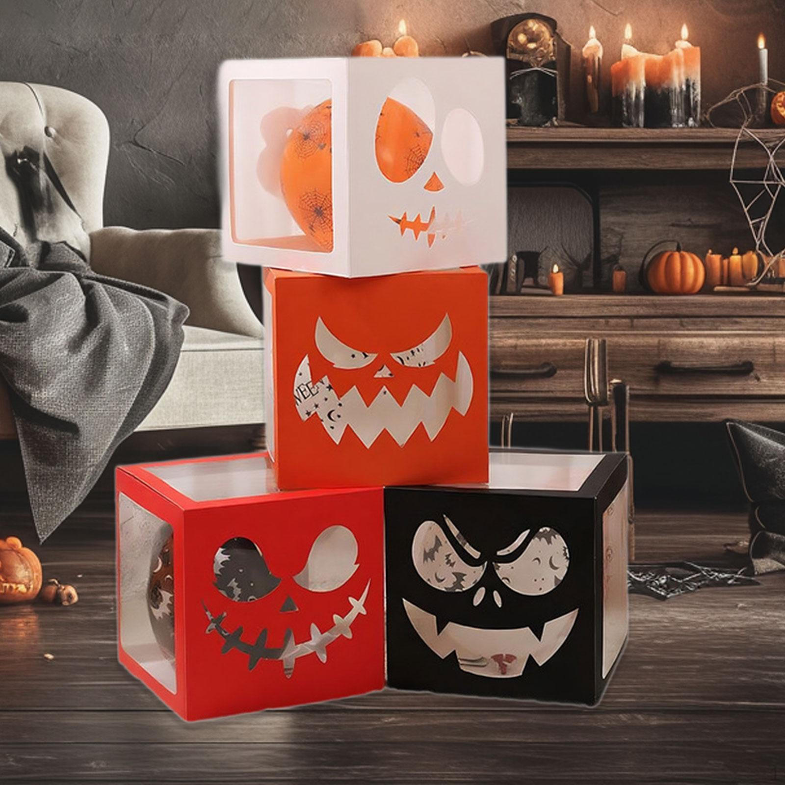 

4Pcs Balloons Boxes Pumpkin Heads Outdoor Indoor Backdrop Scary Halloween Party Decorations Eve
