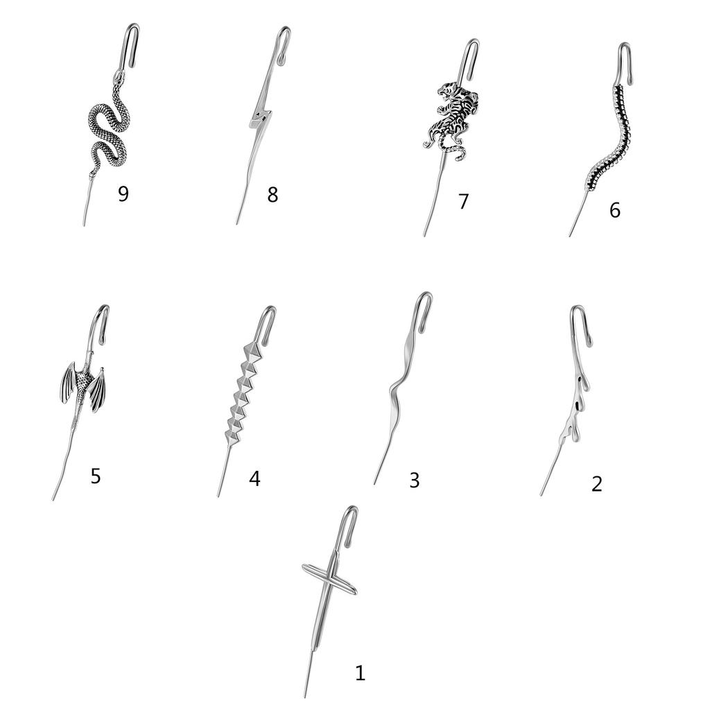 Durable Slant Line Cut Piercing Studs Stainless Steel Piercing Earrings with Delicate Patterns for Daily Wear Parties