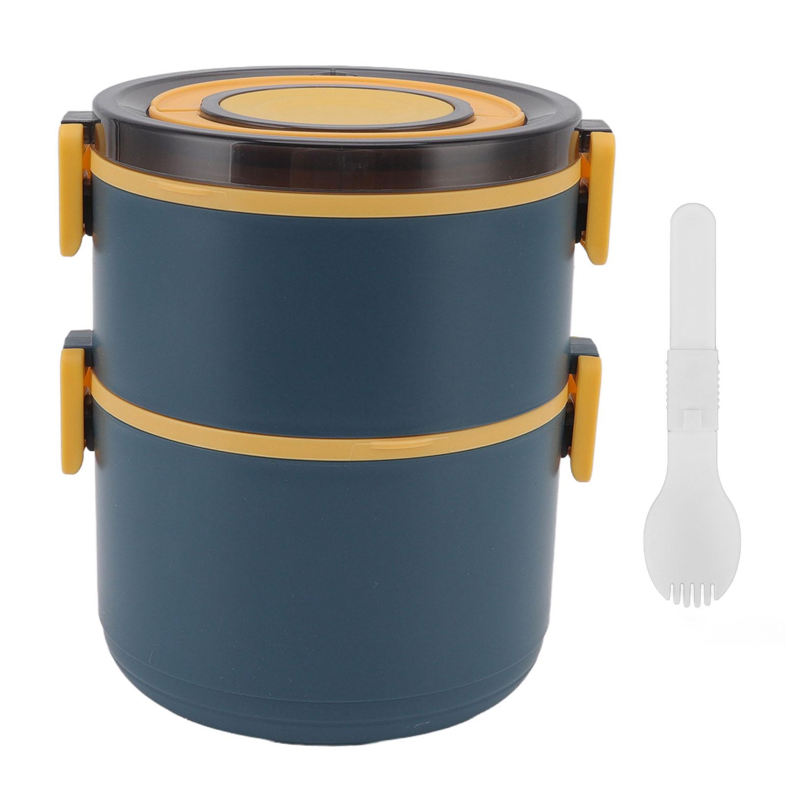 Stackable Lunch Box 1600ml 2 Tiers Food Grade Plastic Heat Preservation Leakproof BPA Free Adult синий 1349₽