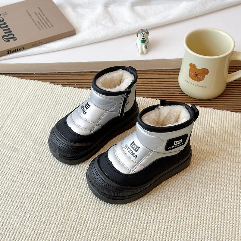 Winter  Children s Snow Boots Plush Waterproof Fabric Anti slip Ankle Boots Warm Children s Outdoor Boots 28 серебряный