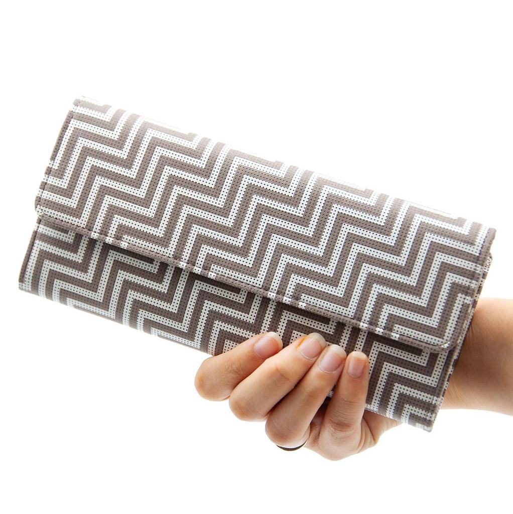 Inden CHEVRON Long Wallet with Traditional Koshu Original Brand [Indenya] Zipper, Craft, Inden, Deerskin, Lacquer, (No. 7606)