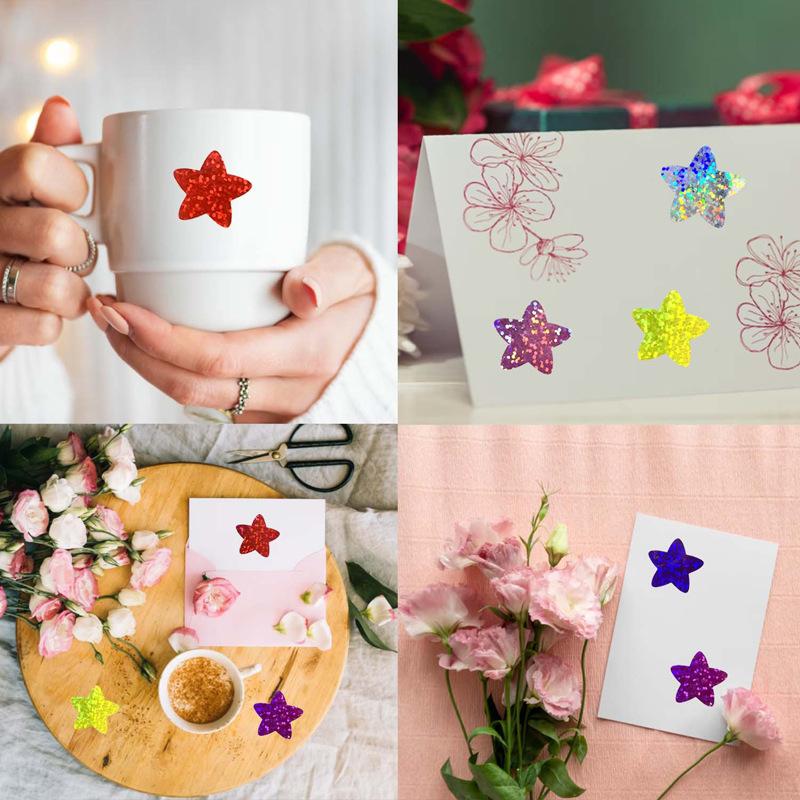 100-500PCS Star Stickers Roll Packaging Pack Stickers Small Heart Photocard Decor Heart Home Made Rolling Sticker TZ304