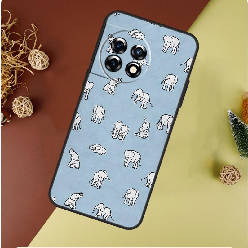 Cute Elephant For OnePlus 13 13R 12 12R 11 9 10 Pro 8T 9RT 10T 10R N20 N30 Nord CE 2 3 4 Lite Phone Case