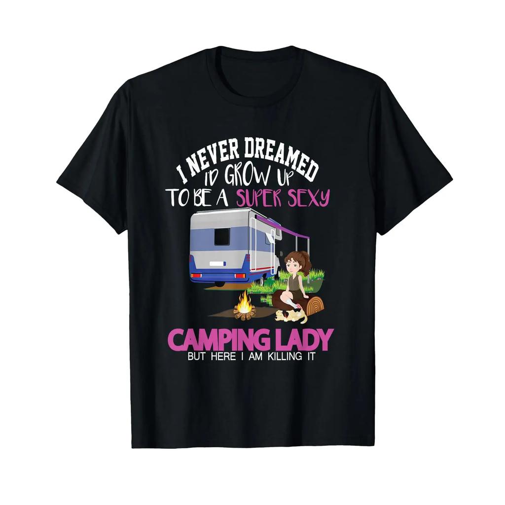 Funny Saying Outdoor Camping Lady Adventure Holiday Unisex T Shirt Vintage Top For Everyday Wear Unisex Homme Casual