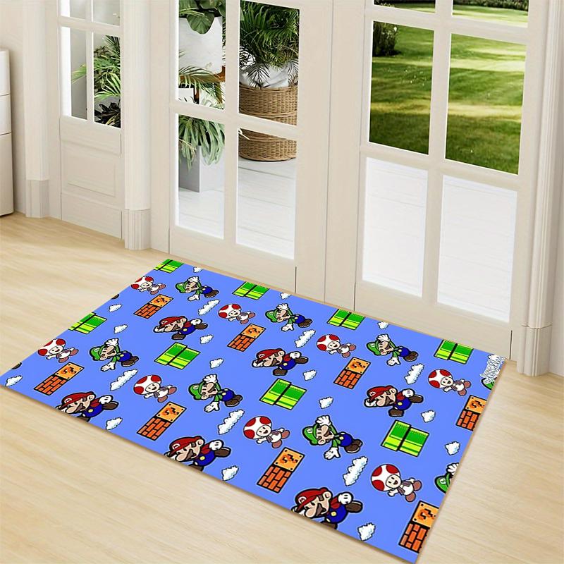 Mario Bros Adventure Carpet Rug Soft Washable Anti Slip Home Living Room Sofa Mats Personalized Christmas Rug