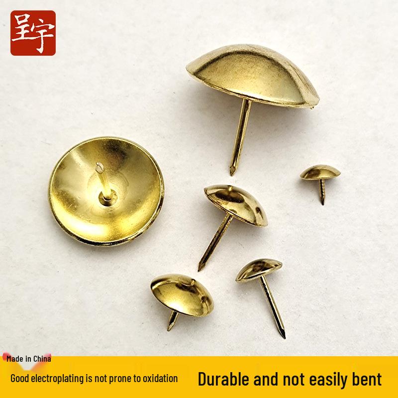 Retro Gold Round Head Thumbtacks - Decorative Extended Push Pins for Furniture or Sofa Upholstery