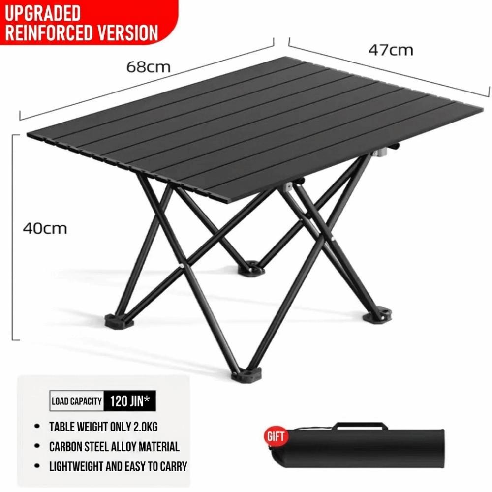 Carbon Steel Alloy Folding Table Slatted Top Reinforced Portable Table Load Bearing X Frame Heavy Duty Outdoor Table