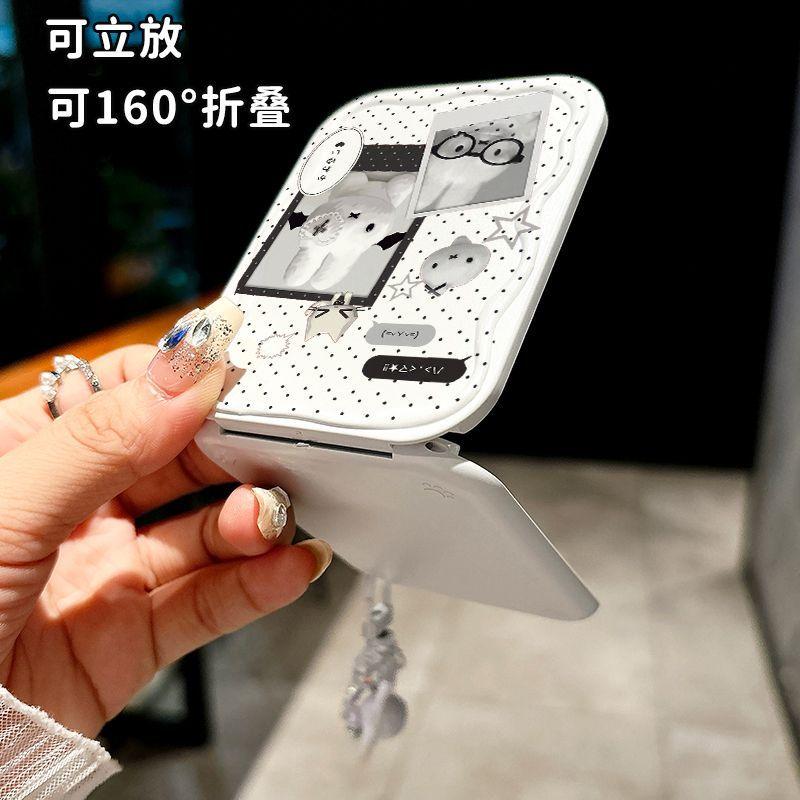 Cute Cartoon Foldable Mirror Comb Combo Portable Travel Beauty Accessory Compact Daily Tool Lovely Practical Student Gift Makeup