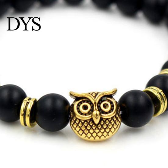  Kralen Armband Geometrische Kralen Uil Bedel Verstelbaar Elastisch Koord Stressverlichting Cadeau Vrouwen Mannen Natuurlijk Kunstmatig Vulkanisch Steen Energie Sieraden Dagelijks