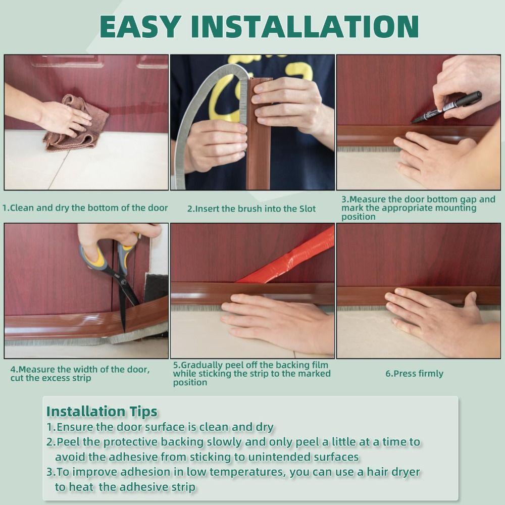 39" Length Door Seal Strip Brush Design Door Draft Stopper Under Door Gap Filler  Universal Fit