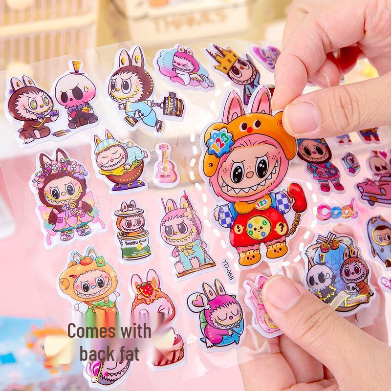 Cartoon Double-Layer 3D Bubble Stickers for Kids - Cute, Non-Peeling, Embossed Journal Adhesive Stickers