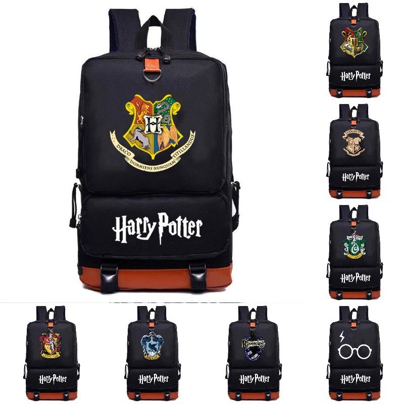 Stylish Harry Potter Print Canvas Backpack With Hidden Zipper Pockets