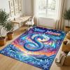 Dragon Phoenix Theme Crystal Velvet Rug Personalized Custom Name Text Soft Floor Mat Home Decor