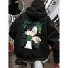 2025 High Quality Zipper Anime Casual Sakura Haruka Print Hooded Sweatshirt for Men, Long Sleeve Hoodies for Autumn Male Loose