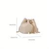 Fashion Solid Color Hollow Out Woven Chain Drawstring Mini Crossbody Bucket Bag