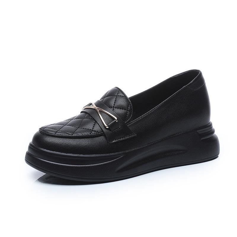 Women's Leather Mary Jane Women's Shoes with Height Increase In Spring, Small Leather Shoes, Nurse Shoes Are Comfortable
