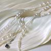 European and American Broken Sense Layered Pearl Sweater Chain Three-layer Asymmetric Necklace Women's French Multi-layer Pearl Necklace