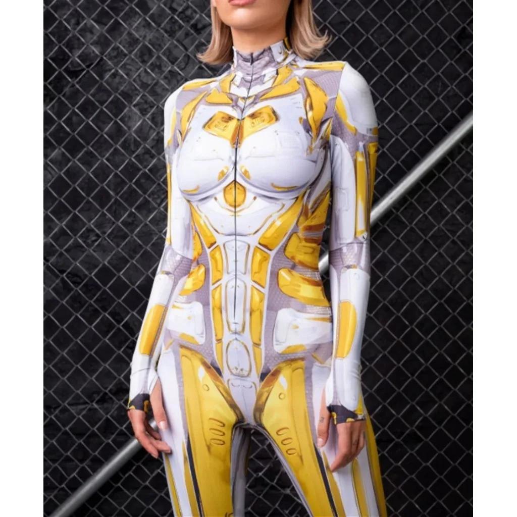 Damen Sexy Enger Jumpsuit Cooler Cosplay Bodysuit Steampunk Jumpsuit Kostüm Halloween Abendshow Kostüm Zentai