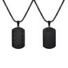 Vnox Stylish Grooved Dogtag Necklaces for Men, Stainless Steel Dog Tags Square Pendant with Single Zircon, Trendy Jewelry Gifts
