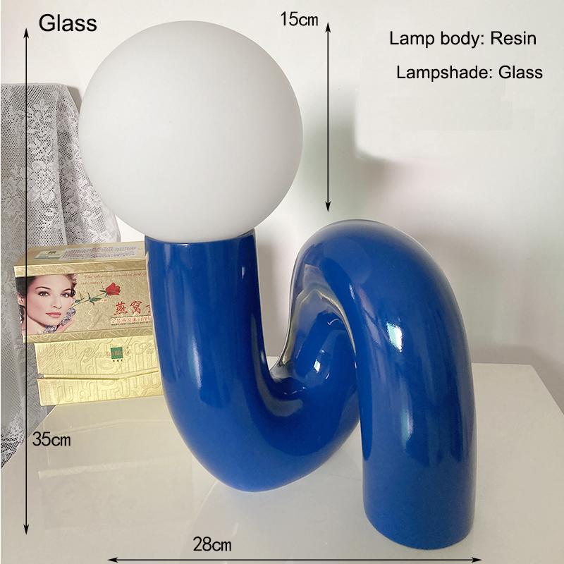 Nordic Postmodern Resin Desk Lamp Retro Bedroom And Living Room Creative Glass Lampshade Glass Lampshade Moon Study Desk Lamp