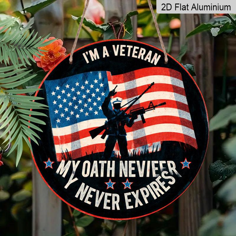 2D Flat 1pc, 8x8 in, I Am A Veteran Themed Circular Aluminum Metal Sign, with Signage for Walls, Rooms, Gardens, Courtyards, Bedrooms, Offices, Home