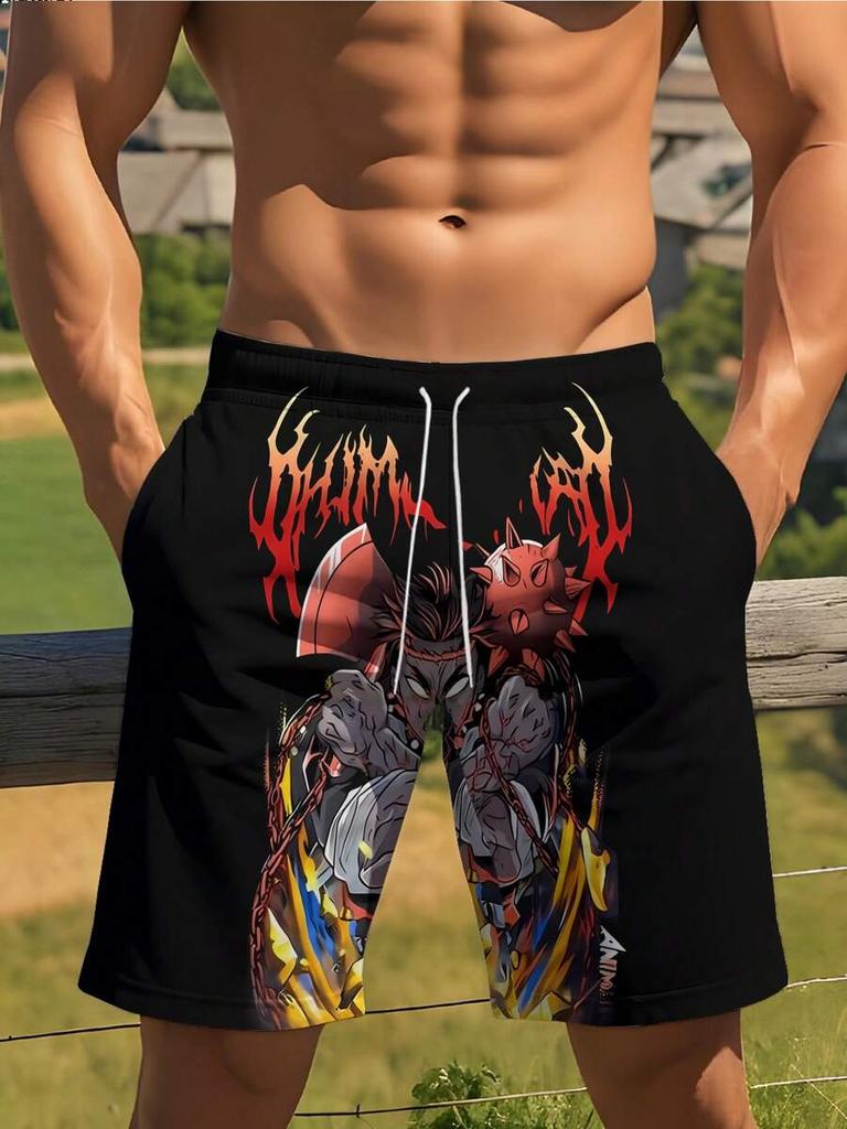Men'S Beach Shorts | 3D Digital Print, Casual Drawstring Shorts, Regular Fit, Slight Stretch Fabric