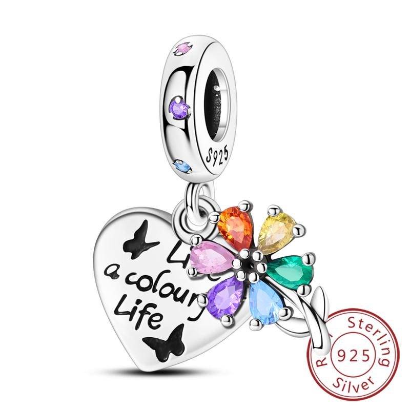 Original Copper Charms Beads Pendant Lotus Tulip Rose Carnation Flower Series Bead Fit Bracelets Women Jewelry Gift