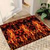Flannel Charcoal Flame Door Decor Carpet Floor Mat Anti Slip Suitable for Laundry Room Decoration Kitchen Floor Mat Decoration