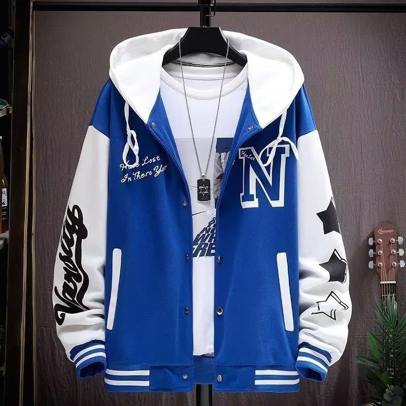 Großer Cardigan Hoodie Vielseitiger Kapuzen Hoodie Jacke Frühling Herbst Mode Marke Patchwork Jacke Reißverschluss Hoodie M