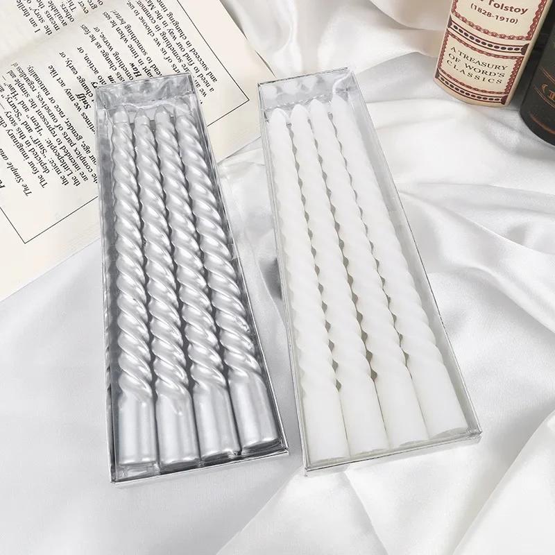 Colorful Threaded Lacquer Candles-Gold Silver White Holiday Wedding Decor DIY Party & Home Decoration for Festive Celebrations