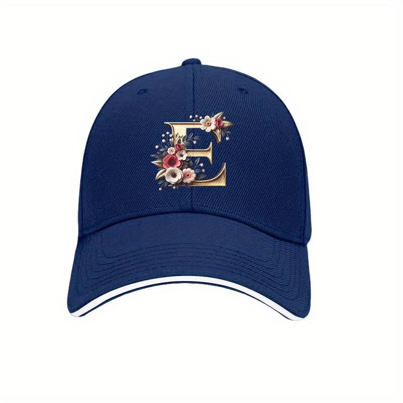 

Floral Letter E Baseball Cap Unisex Polyester Casual Adjustable Sun Protection Dad Hat Adjustable