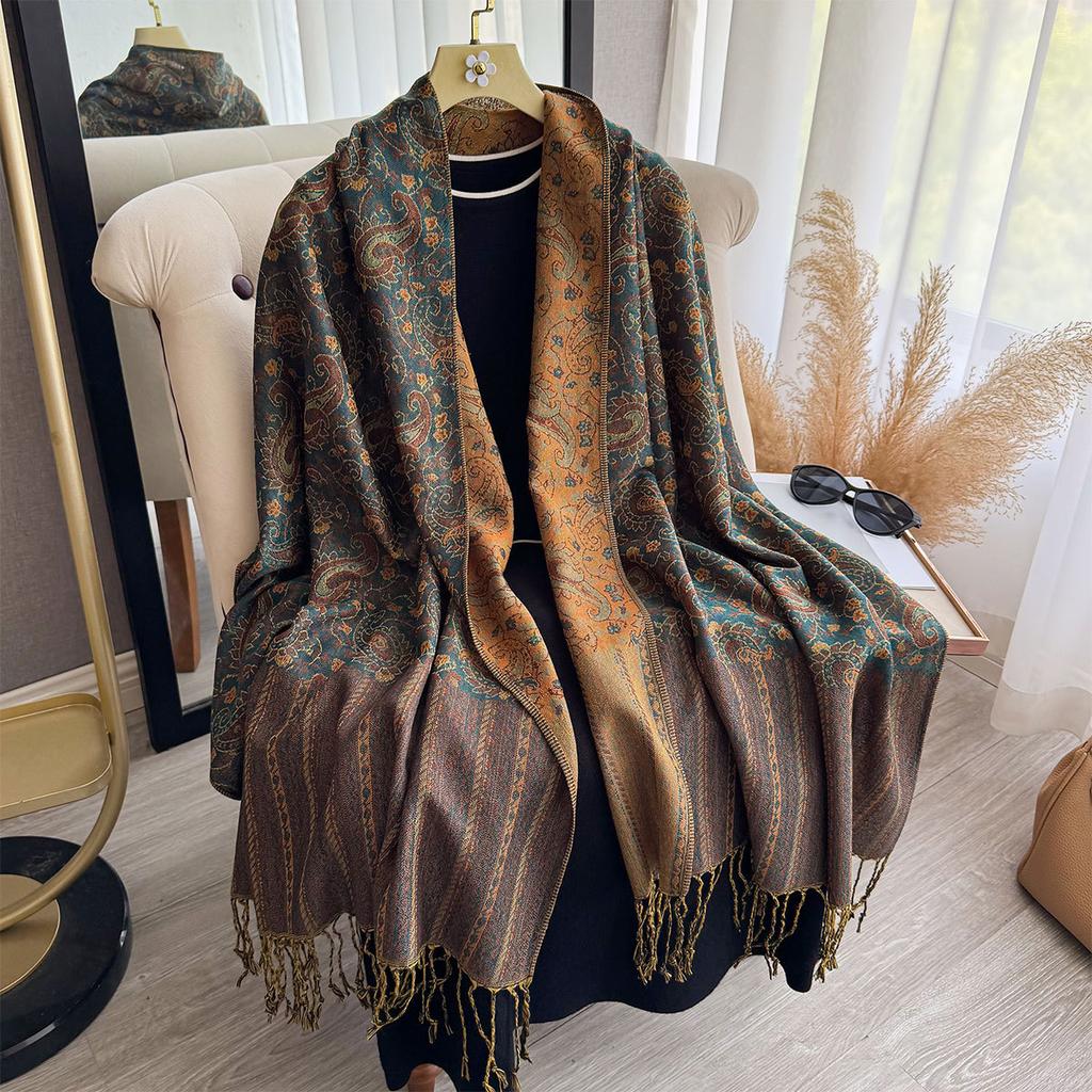 Damen Ethno-Stil Kaschu-Schal Imitation Kaschmir Schal Doppelzweck Reise Draußen Dekorschal