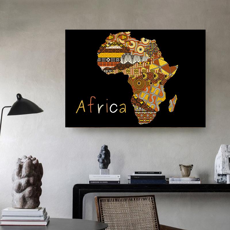 Vintage Map of Africa Poster Print Canvas Painting Africa Landscape Wall Art Picture For Modern Living Room Home Decoration
