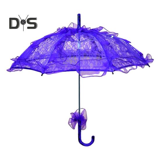 Vintage Lace Embroidery Umbrella Long Handle Lightweight Decorative Umbrella Wedding Party Bridal Dance Stage Performance Parasol Photography Props