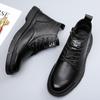 Leather Men's Leather Shoes British Style Fleece Warm First Layer Cowhide Medium Leather Boots Men's Casual Medium and High Top Boots Men's