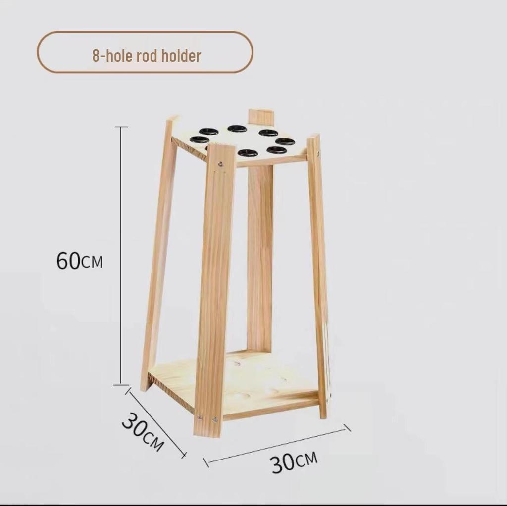 Floor-standing Multi-Purpose Rack for Pool Cues, Table Tennis Paddles, and Fishing Rods