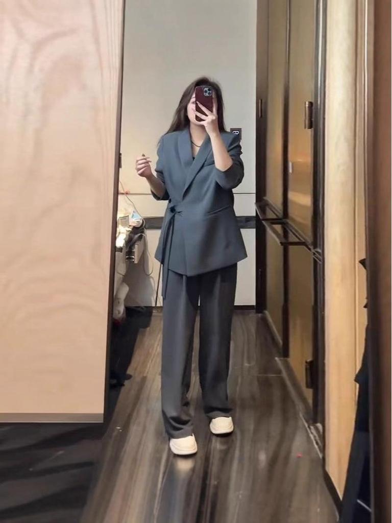 Southeast Asia Spring/Autumn Korean Style Women's Plus Size Casual Suit with Wide-Leg Pants