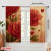 2pcs,2D Plane Printing Curtain Fabric Vibrant Red Roses Design Versatile Polyester Fabric (without Rod) Decorations Outdoor