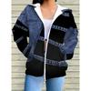 Women's Long Sleeve Zipper Hooded Sweatshirt Women's Personalized Digital Print Long Sleeve Top